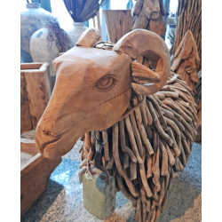 Baran z drewna tekowego Dekoracja Ozdoba 1:1 XL